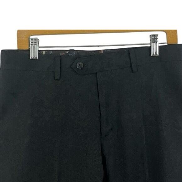 Tallia Pants Men's Black Bird Print Tonal Suit Dress SlimFit 32 NWT Quiet Luxury - Picture 2 of 12
